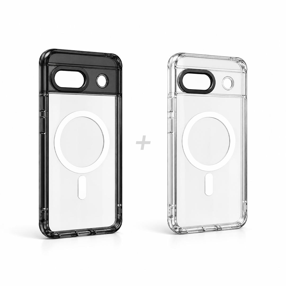 Pixel 8a case shell bundle — black and clear