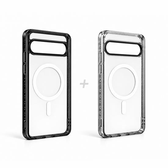 Pixel 9 / 9 Pro / 10 / 10 Pro case shell bundle — black and clear