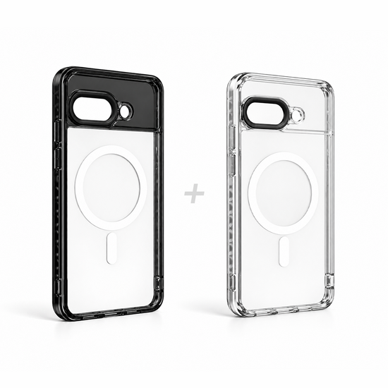 Pixel 9a case shell bundle — black and clear